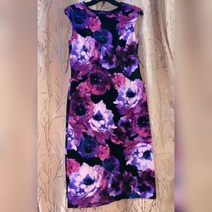 Floral Purple Knee Length Dress